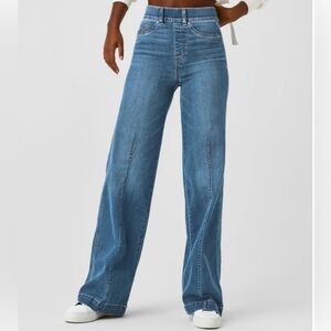 Spanx Seamed Front, Wide Leg Jeans; vintage indigo; size small regular (2-4)